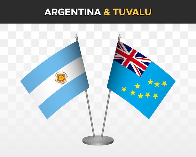 Argentina vs Tuvalu escritorio banderas maqueta aislado 3d vector ilustración mesa banderas