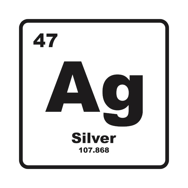 Argentum icono elemento químico en la tabla periódica