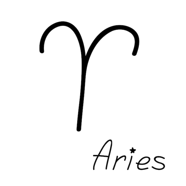 Aries dibujado a mano signo del zodiaco símbolo esotérico garabateo clipart de astrología elemento para el diseño