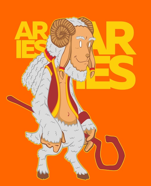 Vector aries, el pastor de la ilustración del zodíaco