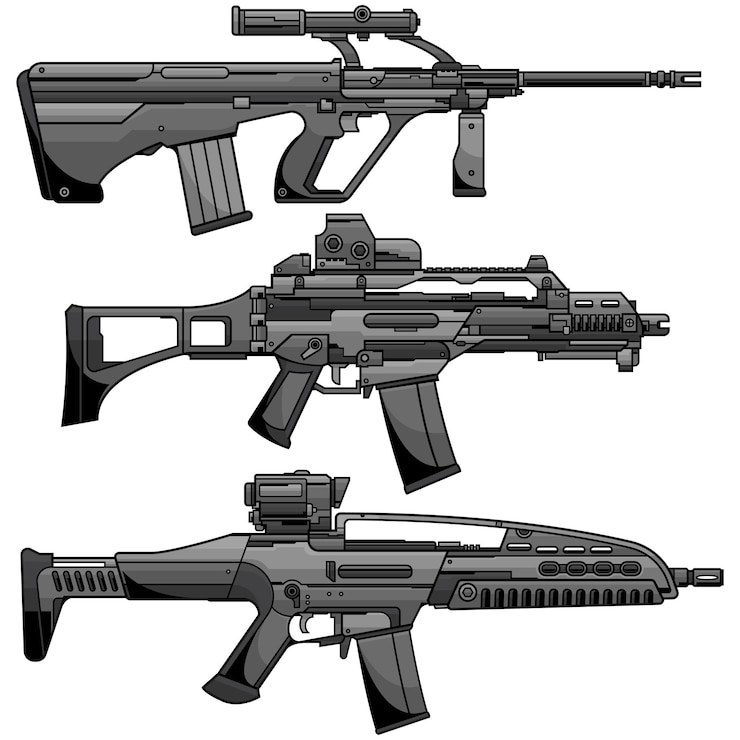 Vector arma de asalto militar