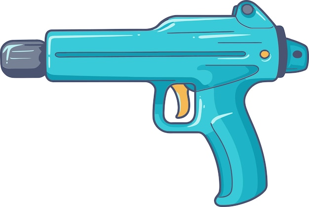 un arma azul con un agujero en el medio