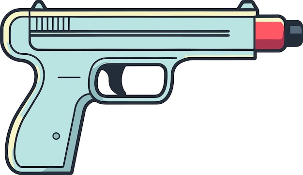 un arma azul con un mango verde en él
