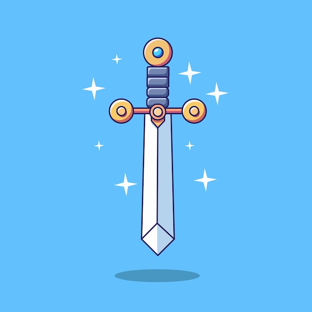 Arma del caballero de la espada Icono de dibujos animados Vector Ilustración de armas Objeto Icono Concepto