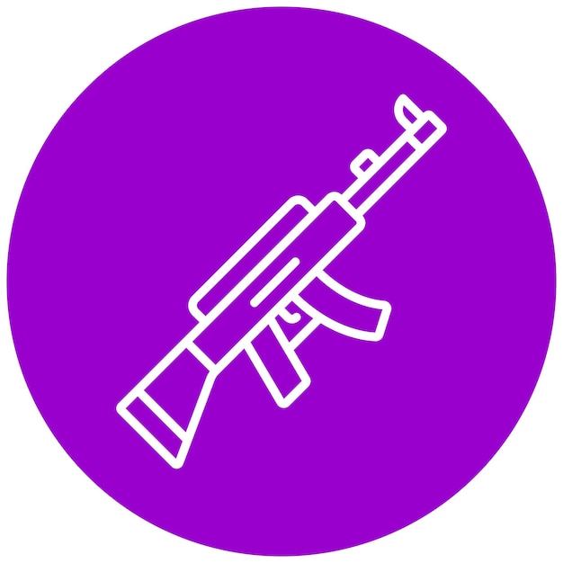 un arma con un círculo púrpura que dice arma