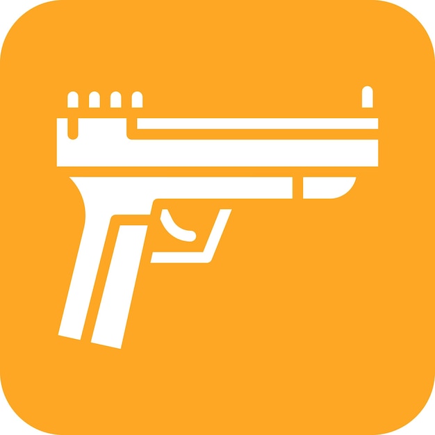 Vector un arma con un fondo naranja con una imagen de un hombre apuntando a ella