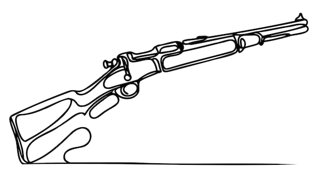 Arma de fuego de rifle de francotirador dibujo continuo de una línea Varias armas modernas ilustración continua de una línea