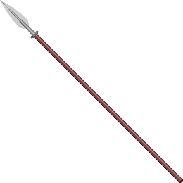Arma del Imperio Romano Tombak con una hoja larga se muestra contra un fondo blanco