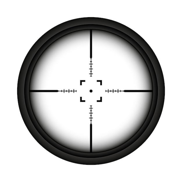 Vector arma mira rifle de francotirador alcance óptico arma de caza visor con mira cruzada marca de disparo