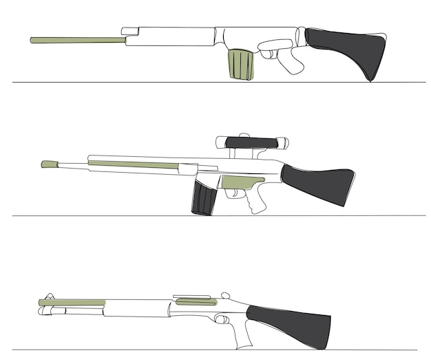 Arma de silueta en el vector de fondo blanco