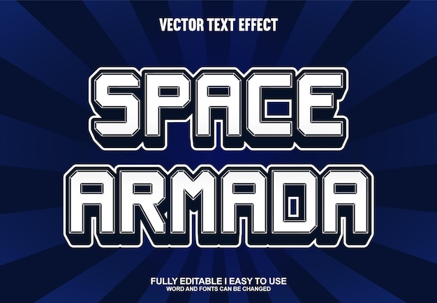 Armada Espacial Efecto de texto vectorial 3D totalmente editable