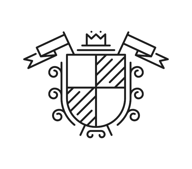 Armada heráldica de línea medieval emblema de contorno de armas