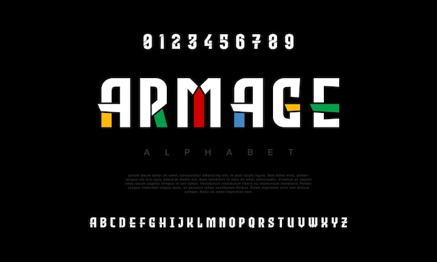 Armage fuente de alfabeto urbano moderno geométrico creativo Abstracto digital deporte de moda futurista