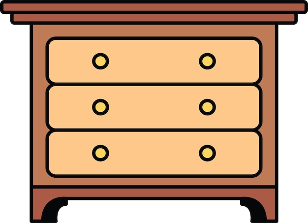 Armario de cajones de madera con manijas Ilustración