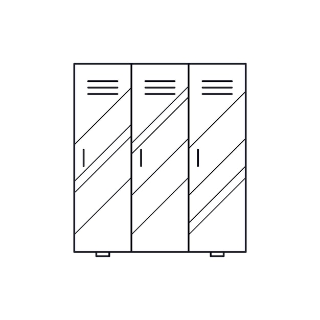 Vector armario de la escuela almacenamiento de cosas caja de vestuario línea de arte sistema de almacenamiento para las pertenencias de los estudiantes