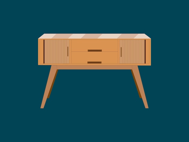 Vector armario de mesa de madera con cajones