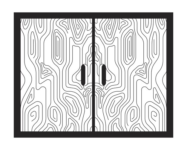 Armario minimalista con dos puertas cerradas objeto de dibujos animados lineal 2D
