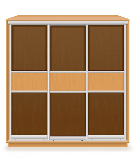 Armario moderno de muebles de madera con puertas correderas ilustración vectorial