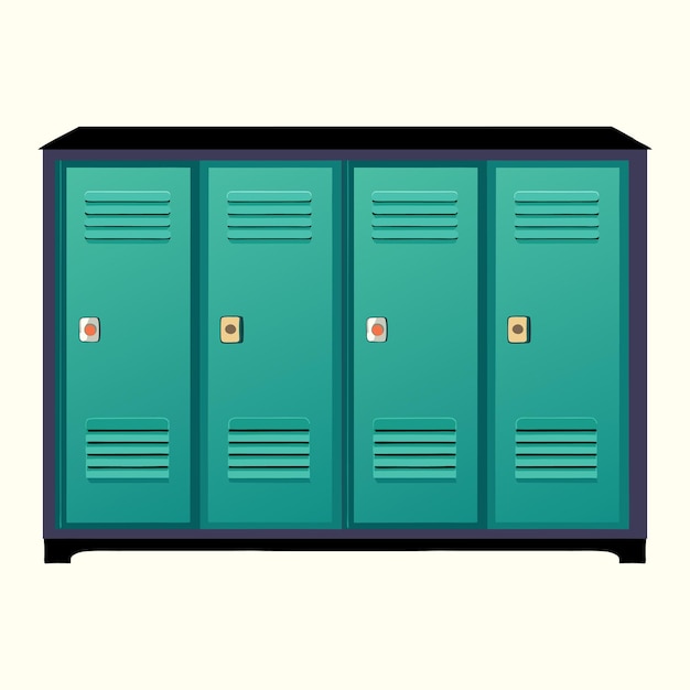 Los armarios modernos de la escuela tienen un diseño plano aislado sobre un fondo blanco.