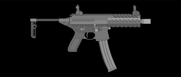 Vector armas de fuego estilo vectorial pistola de tiro ilustración de arma ilustración de pistola de línea vectorial pistola moderna concepto militar