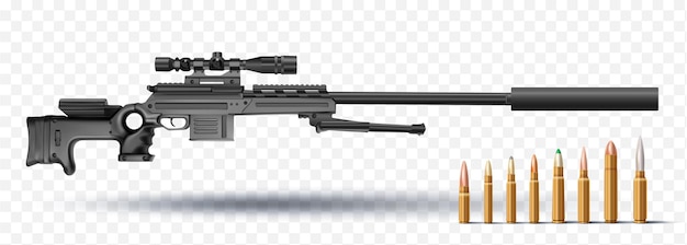 armas de fuego de rifle de francotirador armas modernas ilustraciones vectoriales realistas