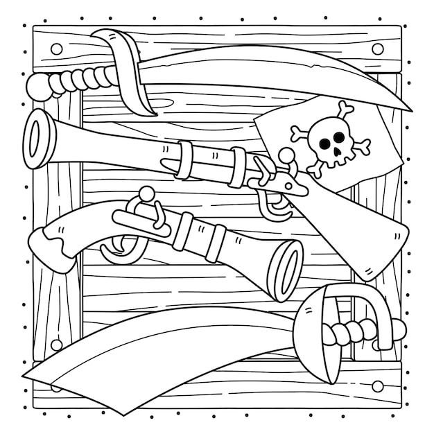 Vector armas piratas para colorear para niños