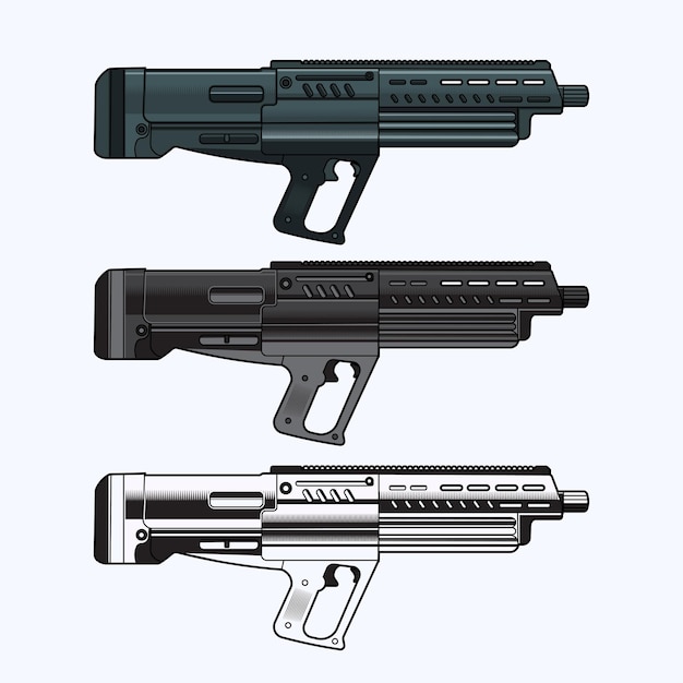 Armas rifles vector fondo blanco.