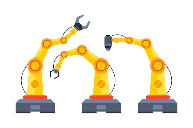 Vector armas robóticas tecnología de automatización de fabricación armas o manos robóticas industria de fábricas inteligentes 40