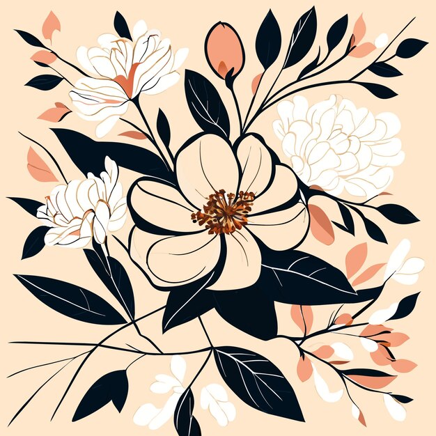 Armonía botánica dibujada a mano zen floral vectorial