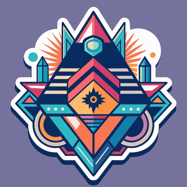 Armonía geométrica Elaborar un diseño de pegatinas de camiseta utilizando formas y patrones geométricos