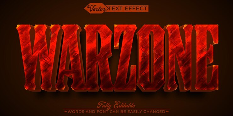 Vector armywarzone vector modelo de efecto de texto editable