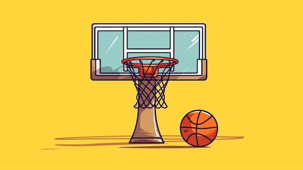 Vector un aro de baloncesto con un baloncesto pasando a través de él