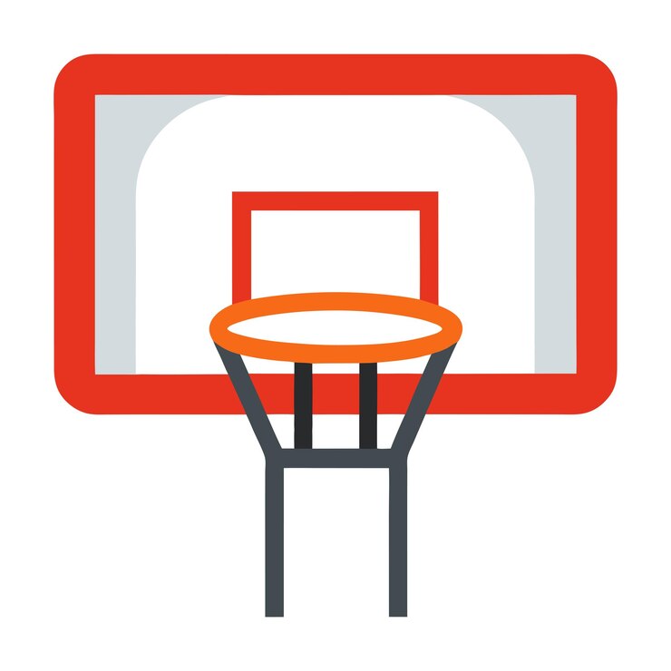 un aro de baloncesto con un fondo rojo y blanco