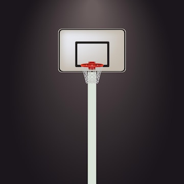 Aro de baloncesto con red aislado sobre fondo negro ilustración vectorial  eps10