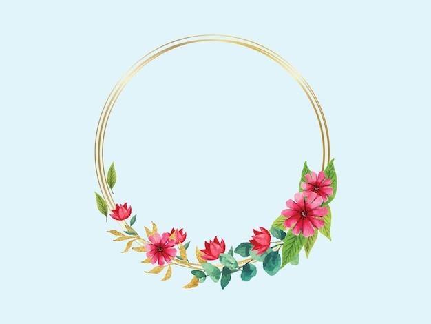 un aro de oro con flores y hojas y un marco de oro