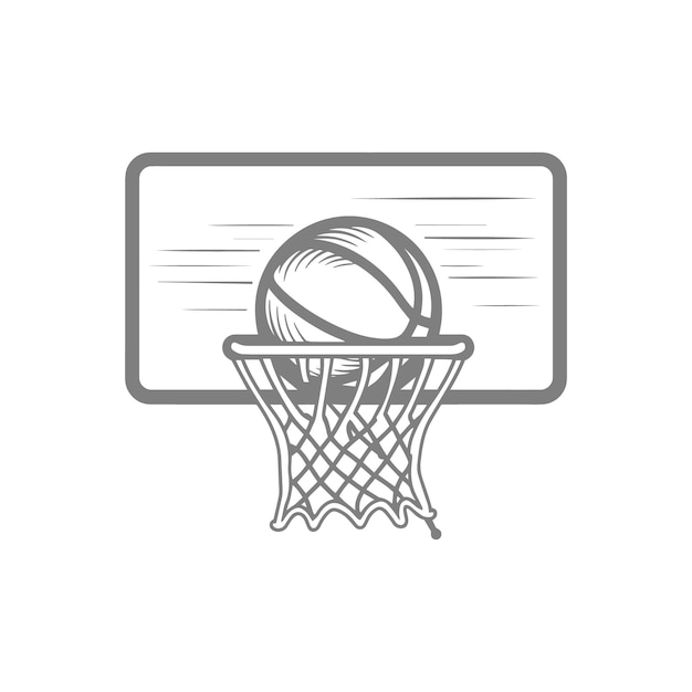 El aro y la pelota de baloncesto una ilustración deportiva clásica