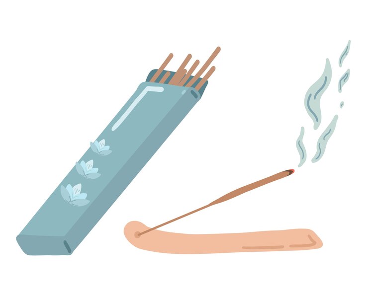 Vector aroma palos de meditación budista conjunto de diseño plano