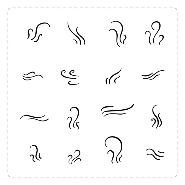 los aromas se evaporan o el vapor de cocción en estilo doodle