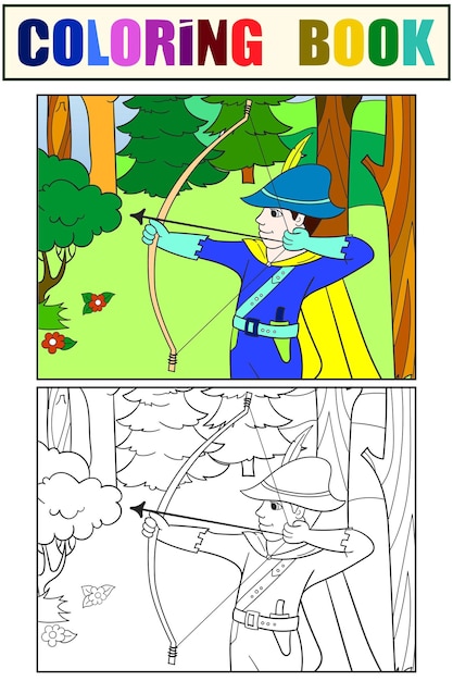 Arquero en el bosque niños fantásticos set libro para colorear