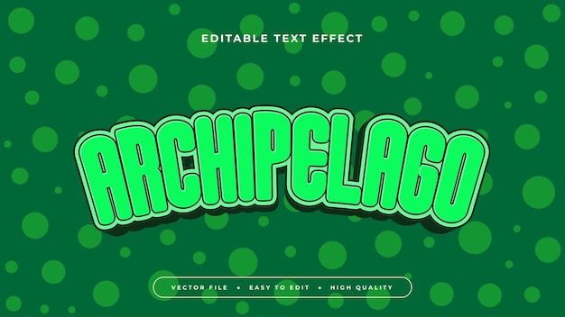 Arquipélago verde estilo de fuente de efecto de texto editable en 3D