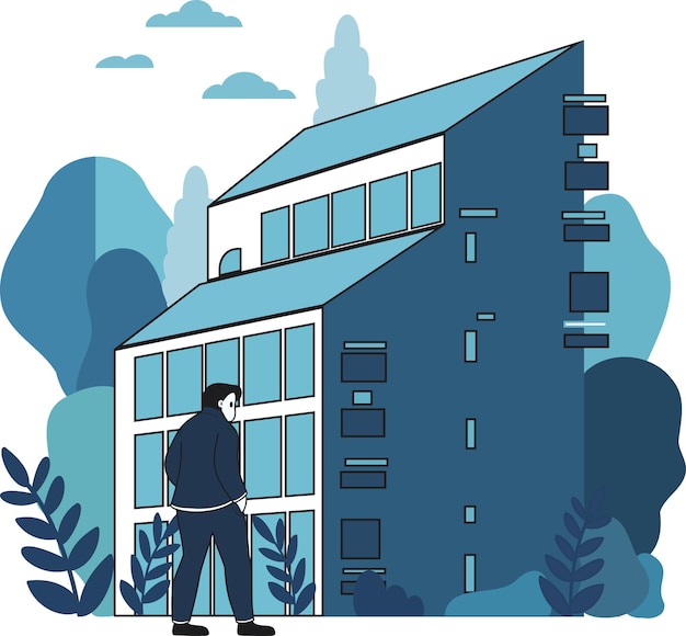 Arquitecto que diseña ilustraciones de edificios y estructuras en estilo garabato