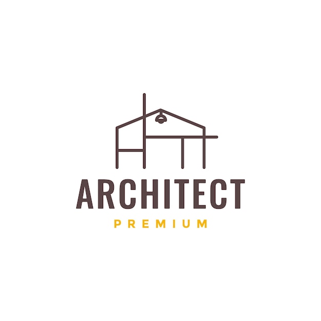 Arquitectura futura minimalista estructura hogar línea logotipo diseño vector icono