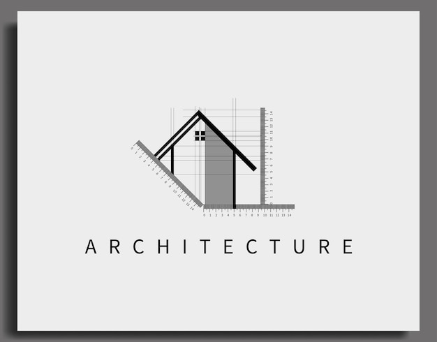 Vector arquitectura con regla y logotipo de la casa vector de diseño de plantilla de logotipo simple