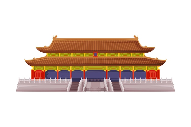 Arquitectura de templos chinos como objeto de China e Ilustración vectorial de símbolos culturales tradicionales