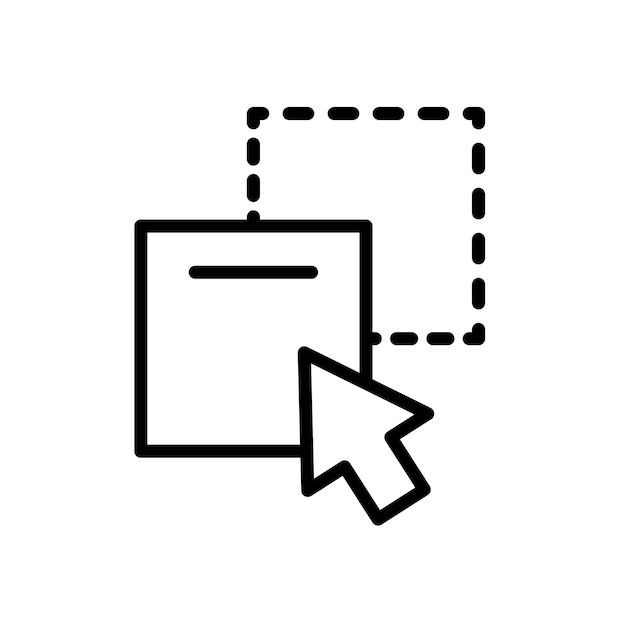 Arrastrar y soltar el icono de la línea aislado en fondo blanco