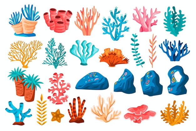 El arrecife de coral en estilo plano