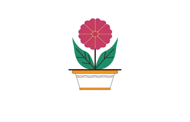 Arreglo floral adornado con una ilustración vectorial de un recipiente de cerámica
