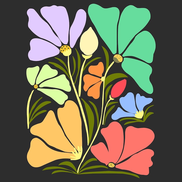 Arreglo floral colorido sobre un fondo oscuro