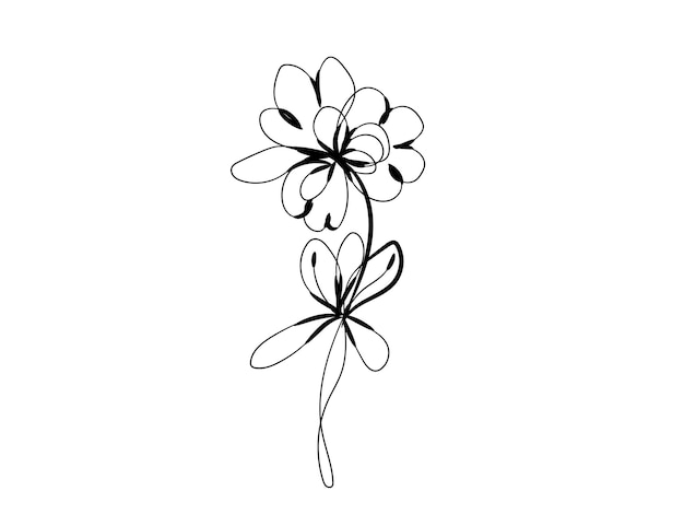 Arreglo floral dibujado a mano en estilo garabato o boceto