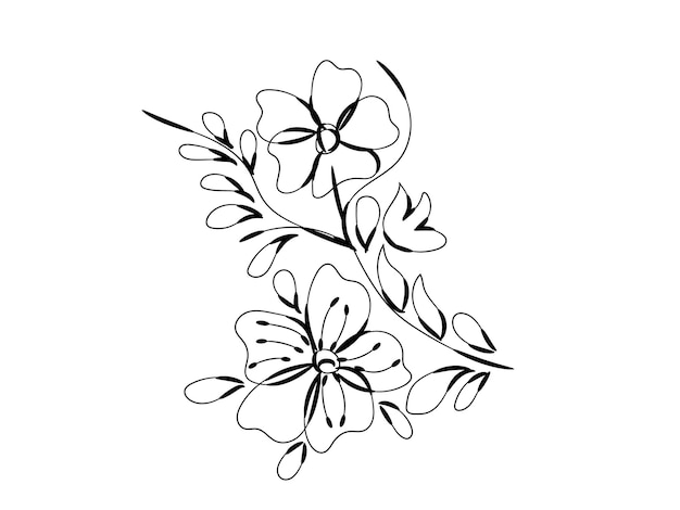 Arreglo floral dibujado a mano en estilo garabato o boceto